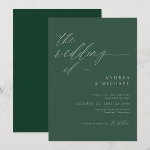 Invitación Boda monocromática de esmeralda verde elegante mod