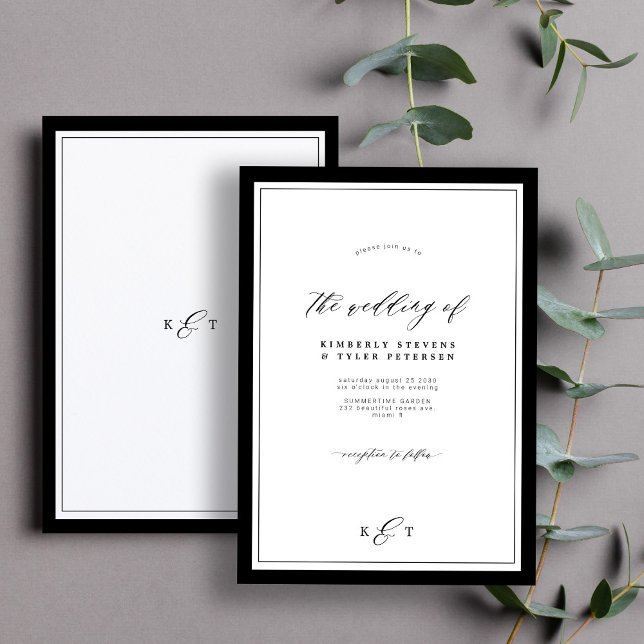 Invitación Boda monocromático clásico formal (Subido por el creador)