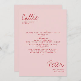 Invitación Boda Monocromático Retro Minimalista manuscrito