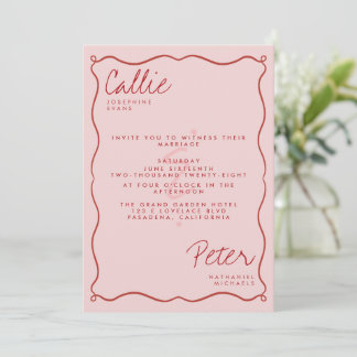 Invitación Boda Monocromático Retro Minimalista manuscrito