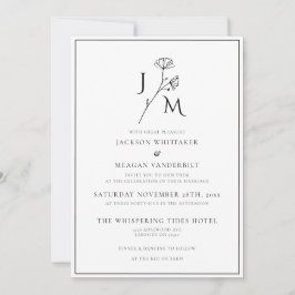Invitación Boda monocromo elegante monocromo minimalista
