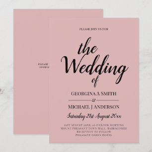 Invitación BODA monocromo rosado Rosa con luz de PRESUPUESTO