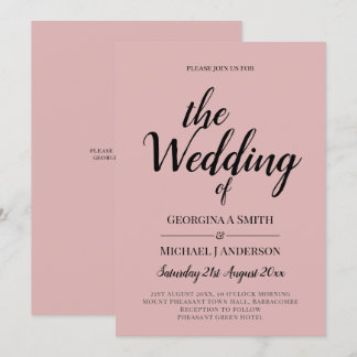Invitación BODA monocromo rosado Rosa con luz de PRESUPUESTO