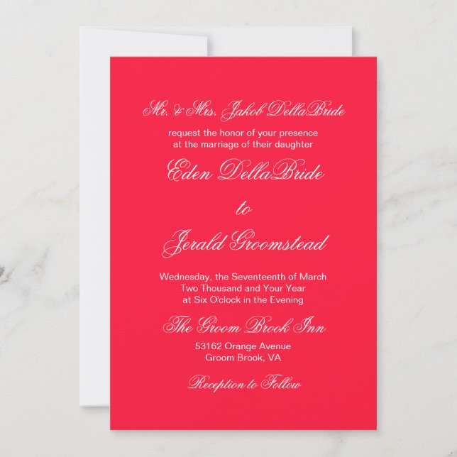 Invitación Boda monocromo tractor rojo negrita (Anverso)