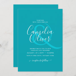 Invitación BODA monocromo Verde azulado azul de pavo real