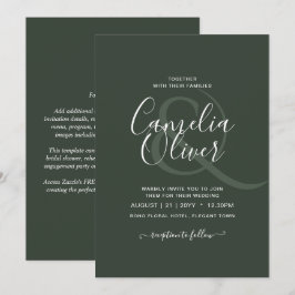 Invitación Boda monocromo verde moderno