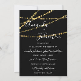 Invitación Boda Monograma Black White Lights Gold New Trend