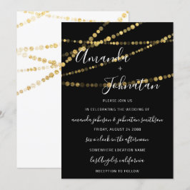 Invitación Boda Monograma Black White Lights Gold New Trend