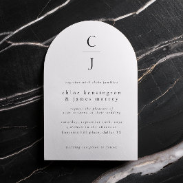 Invitación Boda Monograma blanco negro mínimo moderno