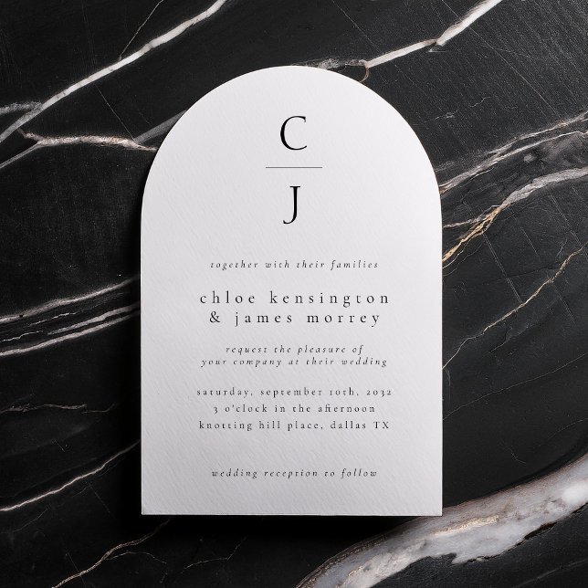 Invitación Boda Monograma blanco negro mínimo moderno (Subido por el creador)