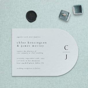 Invitación Boda Monograma blanco negro mínimo moderno
