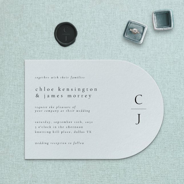 Invitación Boda Monograma blanco negro mínimo moderno (Subido por el creador)
