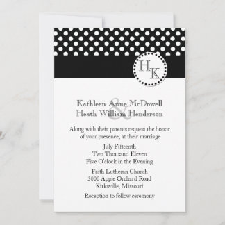 Invitación Boda monograma blanco y negro de diseño