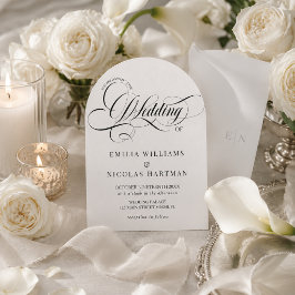 Invitación Boda Monograma Blanco y Negro Todo en Uno