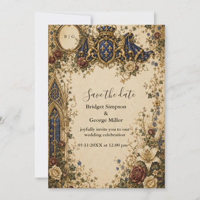 Invitación Boda Monograma Celta Gótico Real Medieval (Anverso)