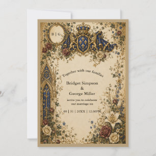 Invitación Boda Monograma Celta Gótico Real Medieval