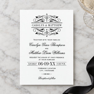 Invitación Boda Monograma con Caligrafía Antigua
