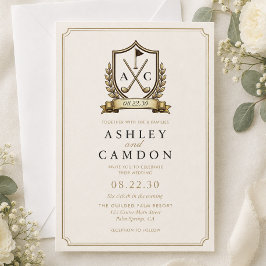 Invitación Boda Monograma Cresta de Golf Oro