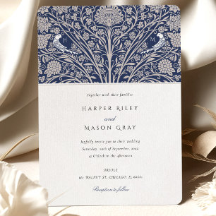 Invitación Boda Monograma de Aves Gemelas Victoriana
