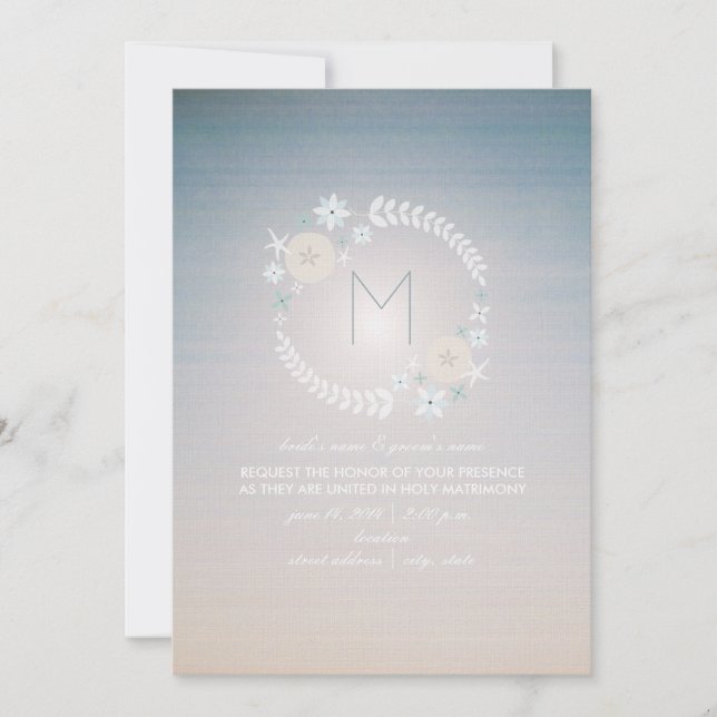 Invitación Boda monograma de Beach Sky Photo (Anverso)
