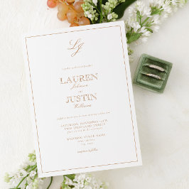 Invitación Boda Monograma de caligrafía clásica de terracota