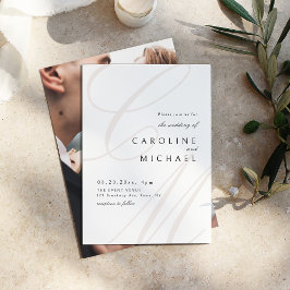 Invitación Boda monograma de caligrafía clásica elegante