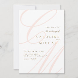 Invitación Boda monograma de caligrafía de elegancia clásica