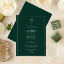 Boda monograma de caligrafía verde esmeralda clási