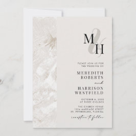 Invitación Boda monograma de código QR de tonos neutros de la