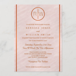 Invitación Boda monograma de color rosa Rubor 5 x 7