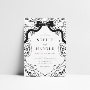 Invitación Boda Monograma de Coquette Bow Escudo