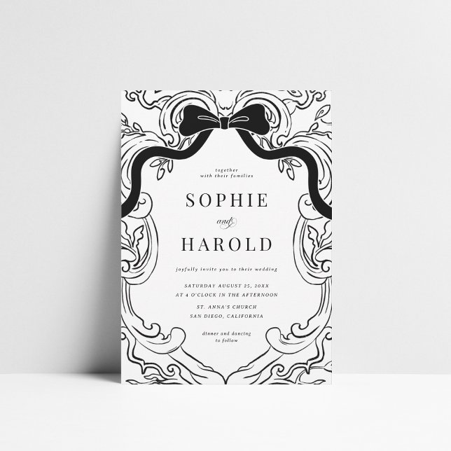 Invitación Boda Monograma de Coquette Bow Escudo (Subido por el creador)