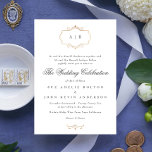 Invitación boda monograma de escudo de oro clásico romántico<br><div class="desc">Este diseño es parte de una colección - por favor contáctenos si necesita algún papel adicional *no Relieve metalizado real</div>