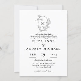 Invitación Boda Monograma de Escudo floral formal