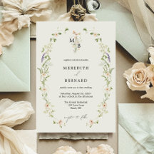 Boda Monograma de Flor Silvestre Rústica Vintage S