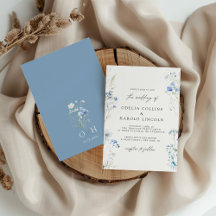Boda Monograma de Flores Silvestres Dusty Blue