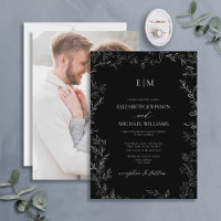 Boda Monograma de fotografía de hoja mínima blanca