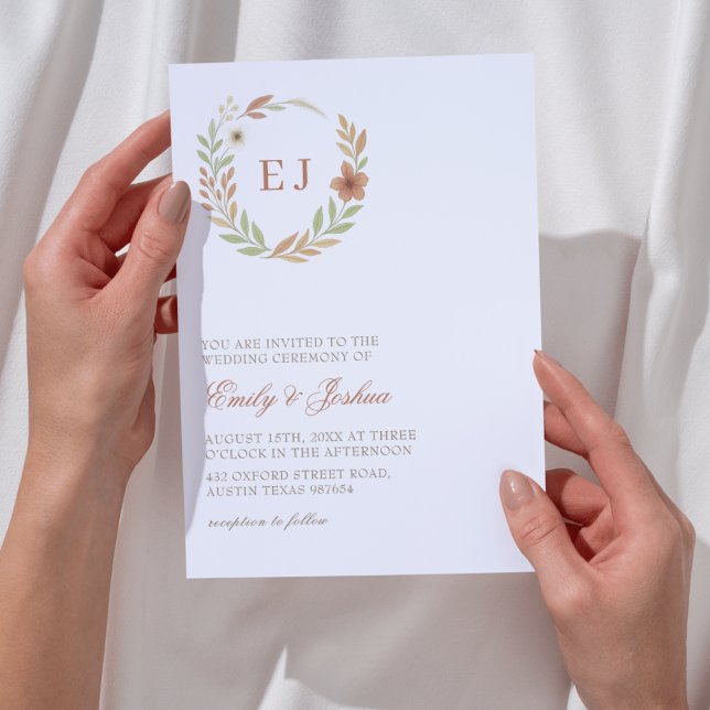 Invitación Boda Monograma de hojas de otoño (Subido por el creador)