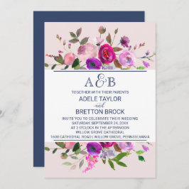 Invitación Boda Monograma de Jardín Romántico