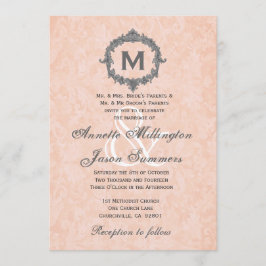 Invitación Boda Monograma de la cosecha plateada del amortigu
