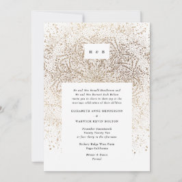 Invitación Boda Monograma de la espuma de oro caprichoso