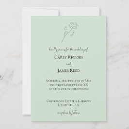 Invitación Boda Monograma de la línea de flor verde claro