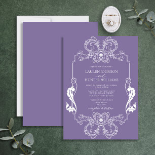 Invitación Boda Monograma de la Línea Ornate Lavender Floral