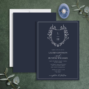 Invitación Boda Monograma de la Marina Silvestre Clásica