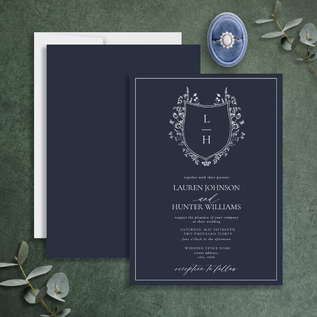 Invitación Boda Monograma de la Marina Silvestre Clásica (Subido por el creador)