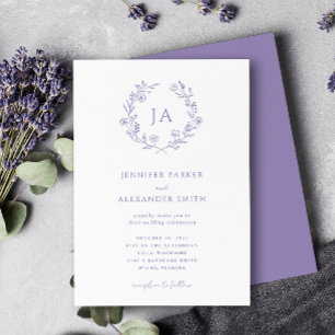 Invitación Boda Monograma de Lavender