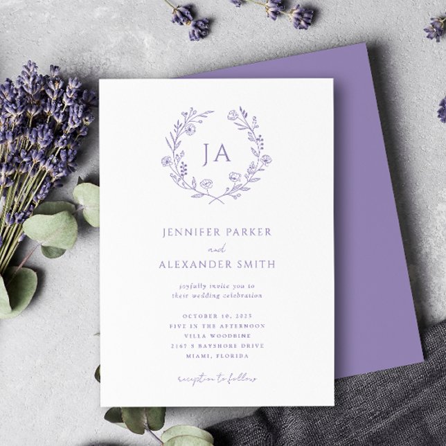 Invitación Boda Monograma de Lavender (Subido por el creador)