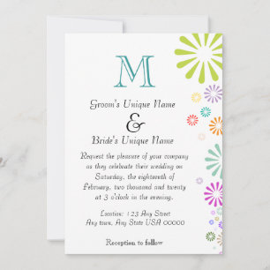 Invitación Boda Monograma de los estallidos de colores