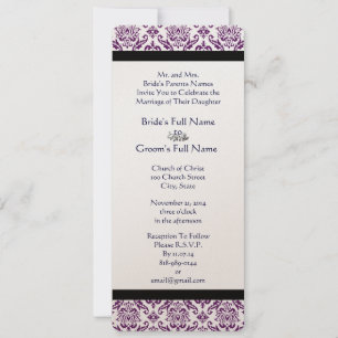 Invitación Boda Monograma de malla morada de texto de la mari
