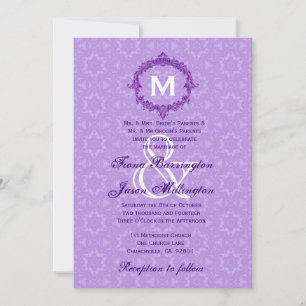 Invitación Boda monograma de marco de gancho de lino J454